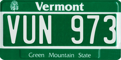 VT license plate VUN973