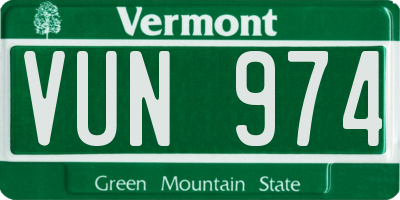 VT license plate VUN974