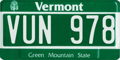 VT license plate VUN978
