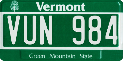 VT license plate VUN984