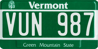VT license plate VUN987