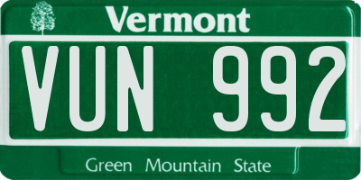 VT license plate VUN992