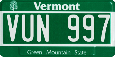 VT license plate VUN997