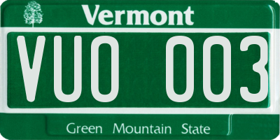 VT license plate VUO003