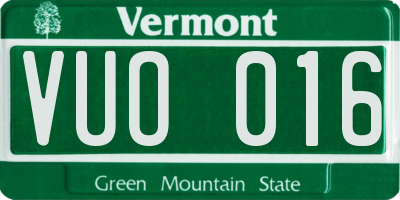 VT license plate VUO016