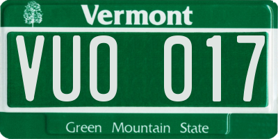 VT license plate VUO017