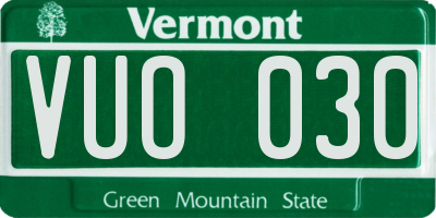 VT license plate VUO030
