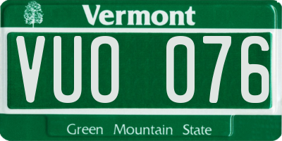VT license plate VUO076