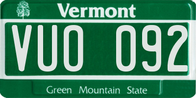 VT license plate VUO092