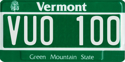 VT license plate VUO100