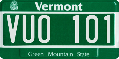 VT license plate VUO101