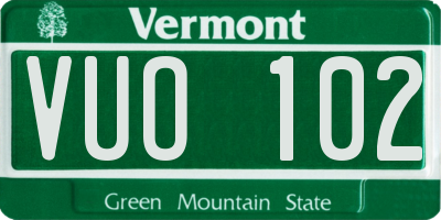 VT license plate VUO102