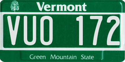 VT license plate VUO172