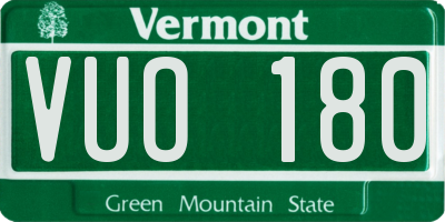 VT license plate VUO180