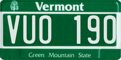 VT license plate VUO190