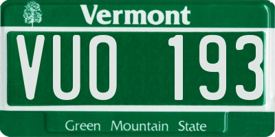 VT license plate VUO193
