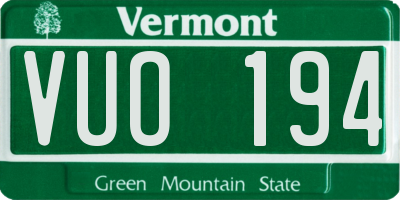 VT license plate VUO194