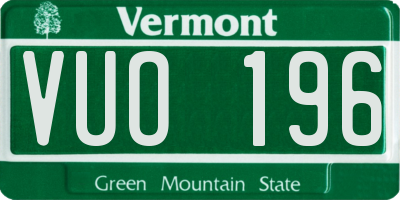 VT license plate VUO196
