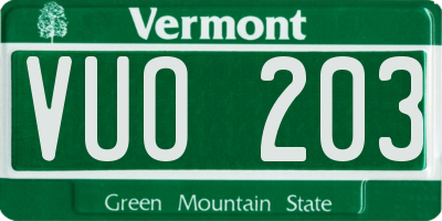 VT license plate VUO203
