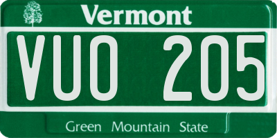 VT license plate VUO205