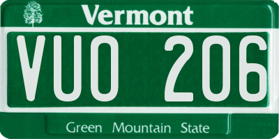VT license plate VUO206