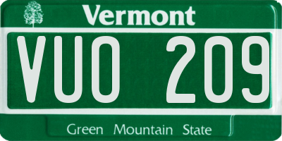 VT license plate VUO209