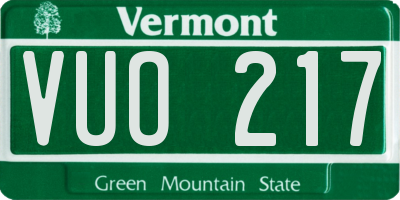 VT license plate VUO217