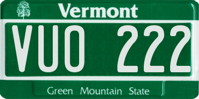 VT license plate VUO222