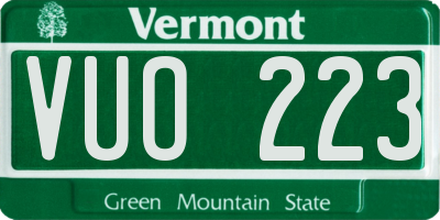 VT license plate VUO223
