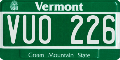 VT license plate VUO226