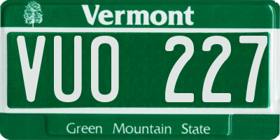 VT license plate VUO227