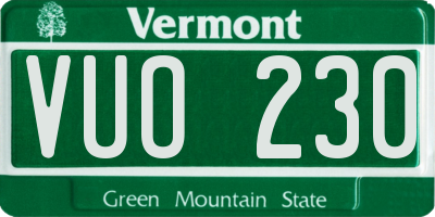 VT license plate VUO230