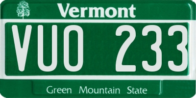 VT license plate VUO233