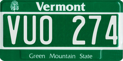 VT license plate VUO274