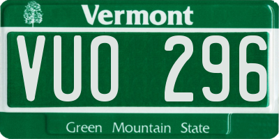 VT license plate VUO296