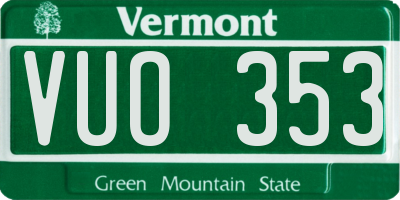 VT license plate VUO353