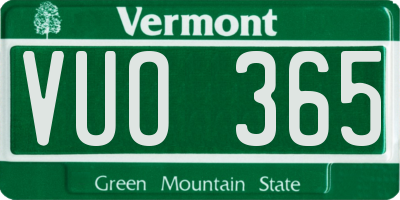 VT license plate VUO365
