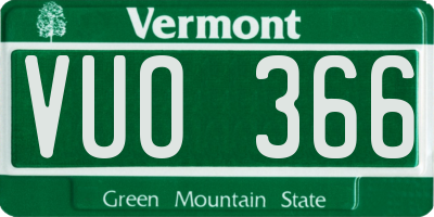 VT license plate VUO366