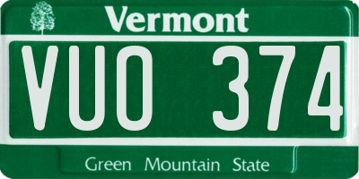 VT license plate VUO374