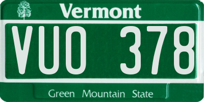 VT license plate VUO378