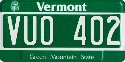 VT license plate VUO402