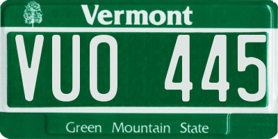 VT license plate VUO445