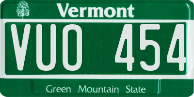 VT license plate VUO454