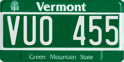 VT license plate VUO455