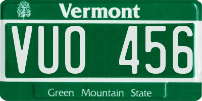 VT license plate VUO456