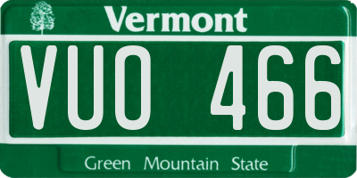 VT license plate VUO466