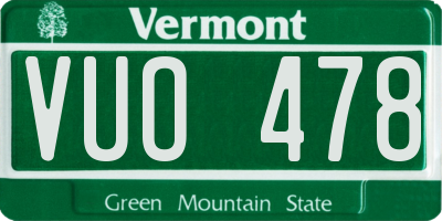 VT license plate VUO478