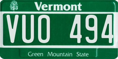 VT license plate VUO494