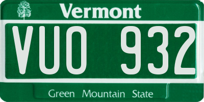 VT license plate VUO932