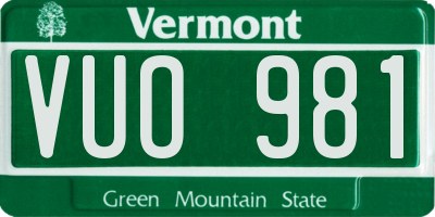 VT license plate VUO981